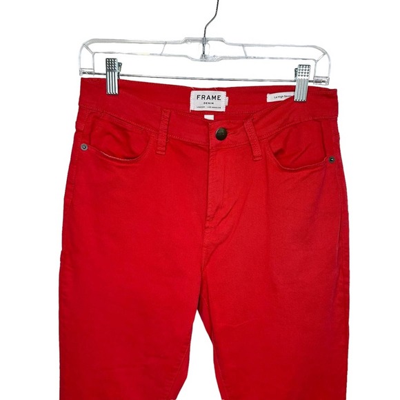 Frame Jeans Womens Le High Skinny High Rise Raw Hem Stretch Vintage Red 28 - Picture 1 of 11